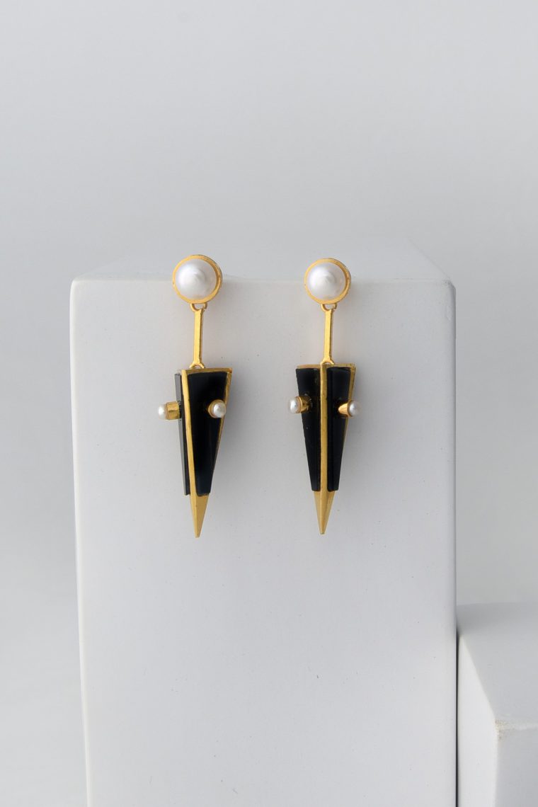 Black Onyx Dagger Earrings